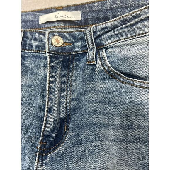 Kancan Womens Denim Jeans Distressed Straight Leg Folded Hem Size 11 - Picture 4 of 8